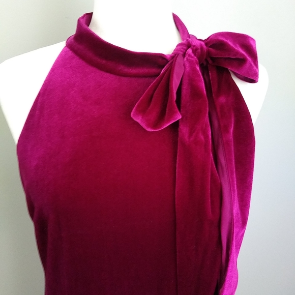 VINCE CAMUTO PINK FUCHSIA VELOUR STRETCH SLEEVELESS COCKTAIL DRESS SIZE 10 - Picture 2 of 13